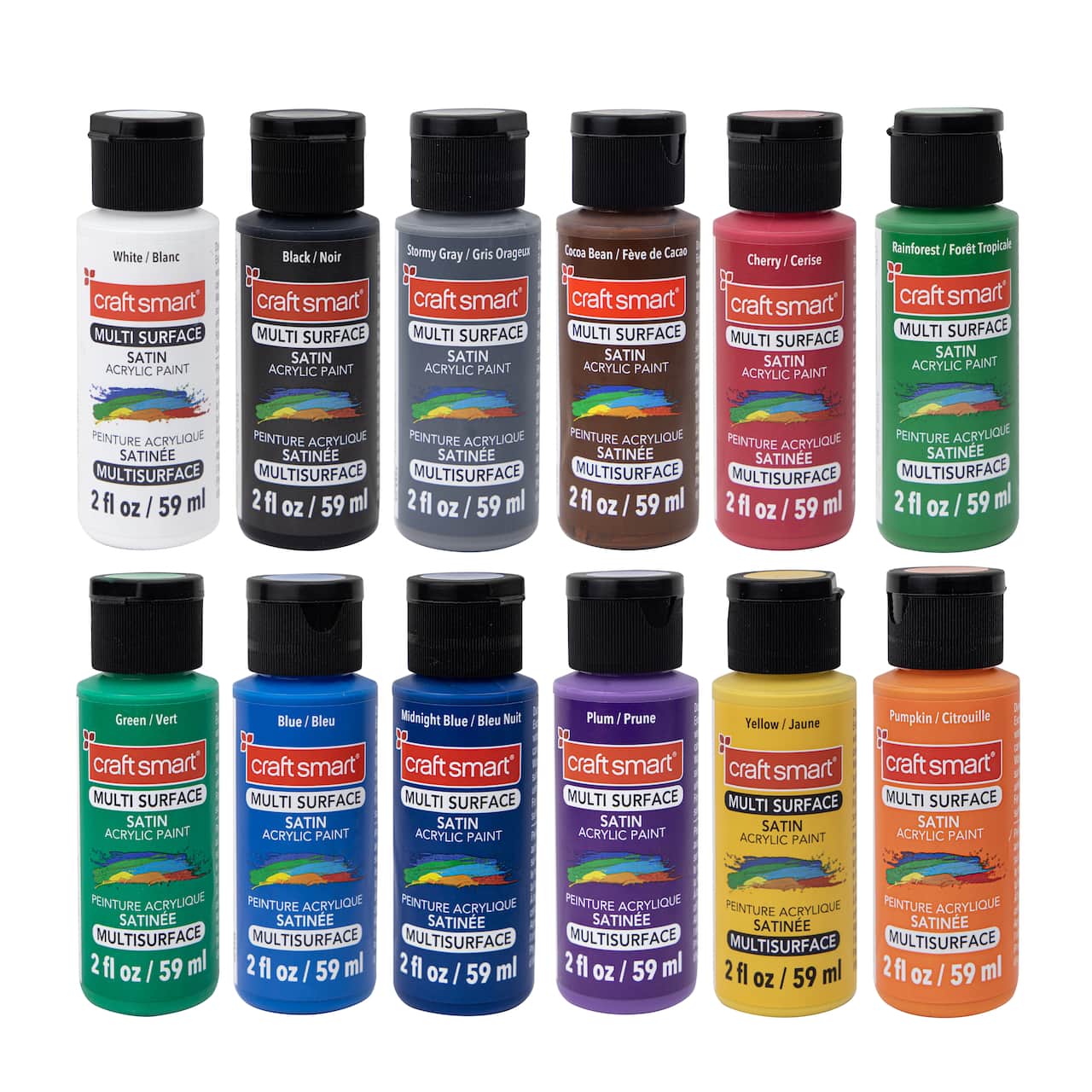 6 Packs: 12 ct. (72 total) Basic Colors Premium Satin Acrylic Set by Craft Smart®